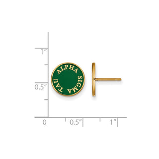 Sterling Silver Gold-plated LogoArt Alpha Sigma Tau Sorority Text Color Enamel Post Earrings GP019ALS