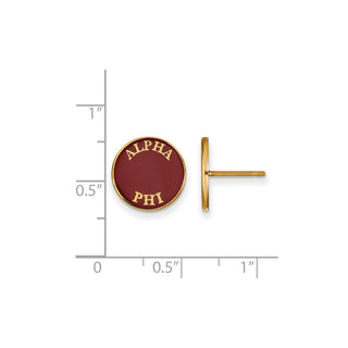 Sterling Silver Gold-plated LogoArt Alpha Phi Sorority Text Color Enamel Post Earrings GP019APH