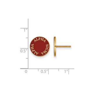 Sterling Silver Gold-plated LogoArt Alpha Sigma Alpha Sorority Text Color Enamel Post Earrings GP019ASI