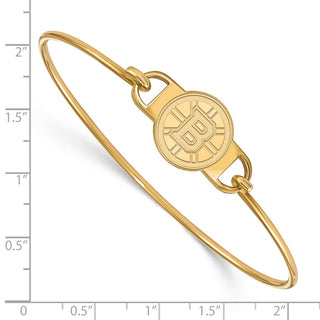 Sterling Silver Gold-plated NHL LogoArt Boston Bruins Small Center 7 inch Wire Bangle Bracelet