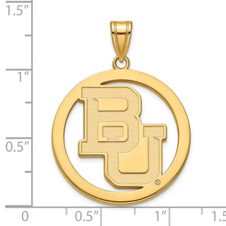 Sterling Silver Gold-plated LogoArt Baylor University Bears Extra Large Circle Pendant