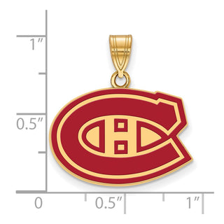 Sterling Silver Gold-plated NHL LogoArt Montreal Canadiens Medium Enameled Pendant