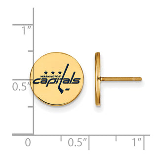 Sterling Silver Gold-plated NHL LogoArt Washington Capitals Small Enameled Disc Post Earrings