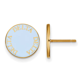 Sterling Silver Gold-plated LogoArt Delta Delta Delta Sorority Text Color Enamel Post Earrings GP019DDD
