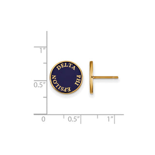 Sterling Silver Gold-plated LogoArt Delta Phi Epsilon Sorority Text Color Enamel Post Earrings GP019DPH
