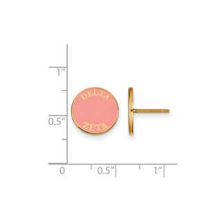 Sterling Silver Gold-plated LogoArt Delta Zeta Sorority Text Color Enamel Post Earrings GP019DZ