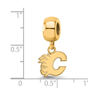 Sterling Silver Gold-plated NHL LogoArt Calgary Flames Letter C Extra Small Dangle Bead