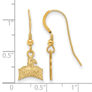 Sterling Silver Gold-plated LogoArt Furman University Paladins Extra Small Dangle Wire Earrings