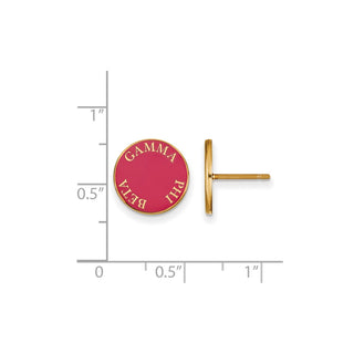 Sterling Silver Gold-plated LogoArt Gamma Phi Beta Sorority Text Color Enamel Post Earrings GP019GPB