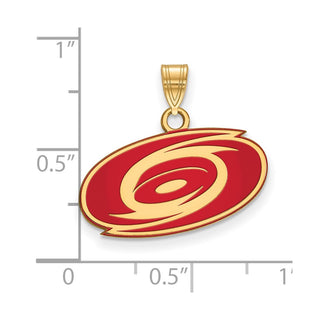Sterling Silver Gold-plated NHL LogoArt Carolina Hurricanes Small Enameled Pendant