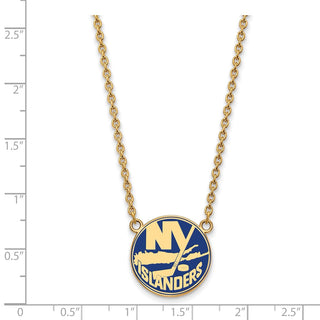 Sterling Silver Gold-plated NHL LogoArt New York Islanders Large Enameled Pendant 18 inch Necklace