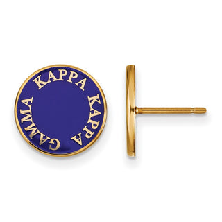 Sterling Silver Gold-plated LogoArt Kappa Kappa Gamma Sorority Text Color Enamel Post Earrings GP019KKG