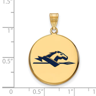 Sterling Silver Gold-plated LogoArt Longwood University Horse Large Enameled Disc Pendant