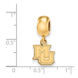 Sterling Silver Gold-plated LogoArt Marquette University M-U Extra Small Dangle Bead Charm