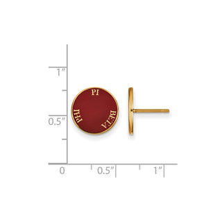 Sterling Silver Gold-plated LogoArt Pi Beta Phi Sorority Text Color Enamel Post Earrings GP019PBP