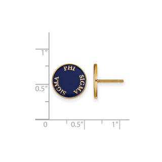 Sterling Silver Gold-plated LogoArt Phi Sigma Sigma Sorority Text Color Enamel Post Earrings GP019PSS