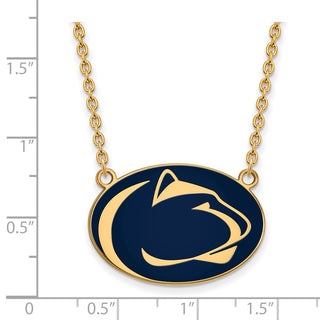 Sterling Silver Gold-plated LogoArt Penn State University Lion Large Enameled Pendant 18 inch Necklace