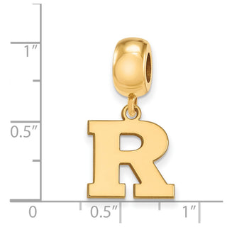 Sterling Silver Gold-plated LogoArt Rutgers University Letter R Small Dangle Bead Charm