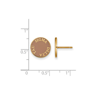 Sterling Silver Gold-plated LogoArt Sigma Delta Tau Sorority Text Color Enamel Post Earrings GP019SDT