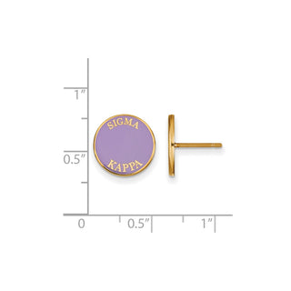 Sterling Silver Gold-plated LogoArt Sigma Kappa Sorority Text Color Enamel Post Earrings GP019SKP