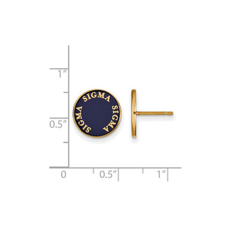 Sterling Silver Gold-plated LogoArt Sigma Sigma Sigma Sorority Text Color Enamel Post Earrings GP019SSS