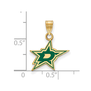 Sterling Silver Gold-plated NHL LogoArt Dallas Stars Small Enameled Pendant