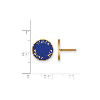 Sterling Silver Gold-plated LogoArt Theta Phi Alpha Sorority Text Color Enamel Post Earrings GP019TPA