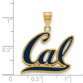 Sterling Silver Gold-plated LogoArt University of California Berkeley Large Enameled Pendant