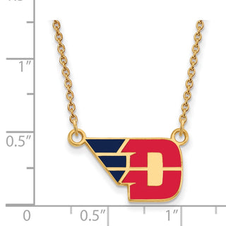 Sterling Silver Gold-plated LogoArt University of Dayton Small Enameled Pendant 18 inch Necklace
