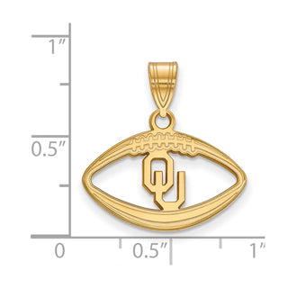 Sterling Silver Gold-plated LogoArt University of Oklahoma O-U Football Pendant
