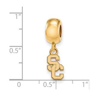 Sterling Silver Gold-plated LogoArt University of Southern California S-C Extra Small Dangle Bead Charm