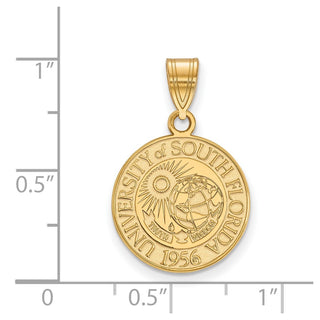 Sterling Silver Gold-plated LogoArt University of South Florida Medium Crest Pendant