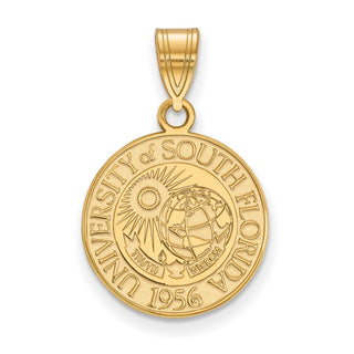 Sterling Silver Gold-plated LogoArt University of South Florida Medium Crest Pendant