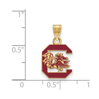 Sterling Silver Gold-plated LogoArt University of South Carolina Medium Enameled Pendant