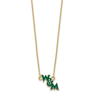 Sterling Silver Gold-plated LogoArt College of William and Mary Small Enameled Pendant 18 inch Necklace