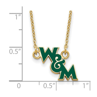 Sterling Silver Gold-plated LogoArt College of William and Mary Small Enameled Pendant 18 inch Necklace