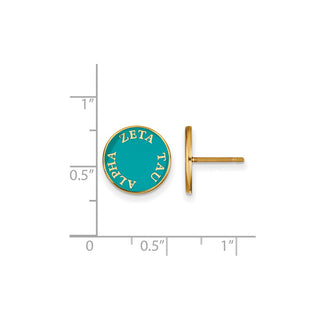 Sterling Silver Gold-plated LogoArt Zeta Tau Alpha Sorority Text Color Enamel Post Earrings GP019ZTA
