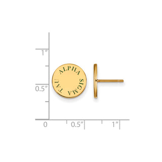 Sterling Silver Gold-plated LogoArt Alpha Sigma Tau Sorority Text Color Enamel Post Earrings GP020ALS
