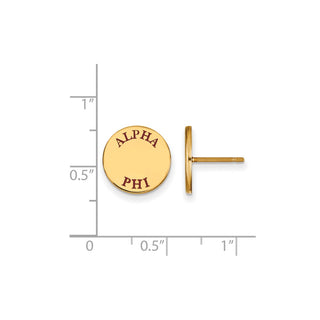Sterling Silver Gold-plated LogoArt Alpha Phi Sorority Text Color Enamel Post Earrings GP020APH