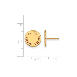 Sterling Silver Gold-plated LogoArt Alpha Sigma Alpha Sorority Text Color Enamel Post Earrings GP020ASI