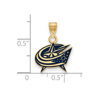 Sterling Silver Gold-plated NHL LogoArt Columbus Blue Jackets Small Enameled Pendant