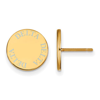 Sterling Silver Gold-plated LogoArt Delta Delta Delta Sorority Text Color Enamel Post Earrings GP020DDD