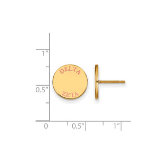 Sterling Silver Gold-plated LogoArt Delta Zeta Sorority Text Color Enamel Post Earrings GP020DZ