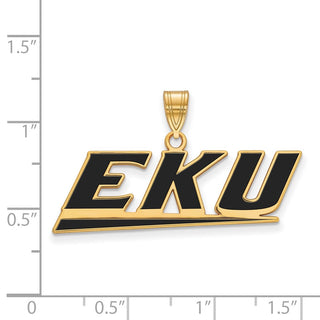 Sterling Silver Gold-plated LogoArt Eastern Kentucky University E-K-U Large Enameled Pendant