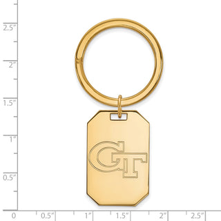 Sterling Silver Gold-plated LogoArt Georgia Institute of Technology G-T Key Ring