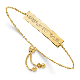 Sterling Silver Gold-plated NHL LogoArt Carolina Hurricanes Small Bar Adjustable 9 inch Bracelet