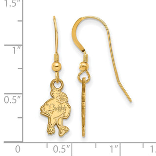 Sterling Silver Gold-plated LogoArt Iowa State University Cardinal Small Dangle Wire Earrings