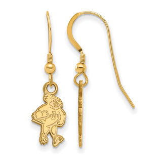 Sterling Silver Gold-plated LogoArt Iowa State University Cardinal Small Dangle Wire Earrings