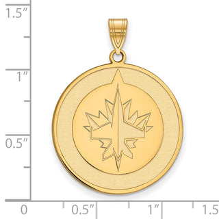 Sterling Silver Gold-plated NHL LogoArt Winnipeg Jets Extra Large Pendant