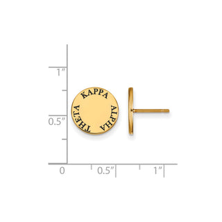 Sterling Silver Gold-plated LogoArt Kappa Alpha Theta Sorority Text Color Enamel Post Earrings GP020KAT